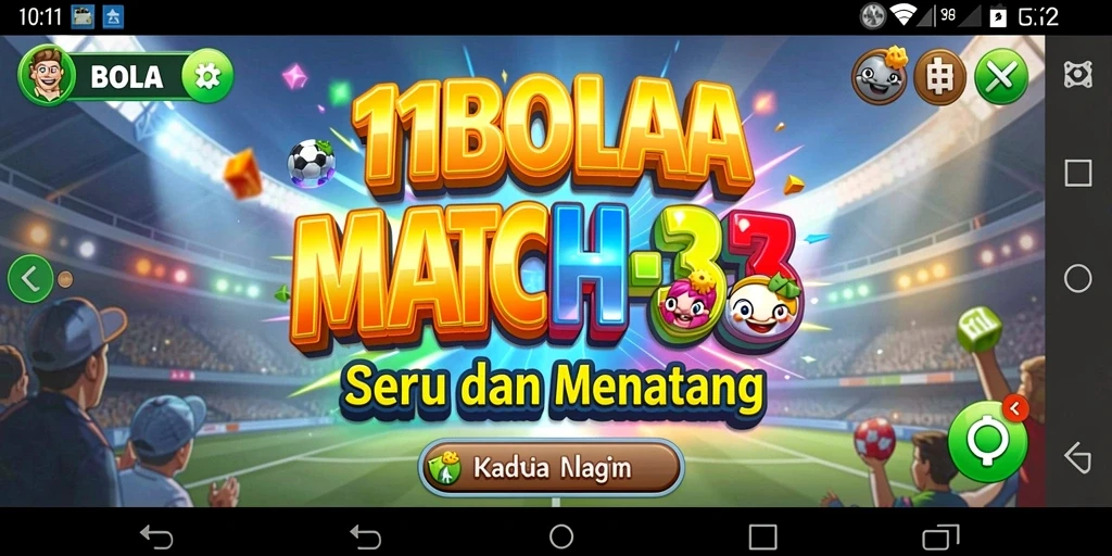 Tangkapan layar gameplay 11BOLA dengan bola berwarna-warni yang menantang.