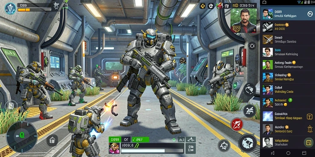 Ilustrasi gameplay DS99 yang menampilkan simulasi kehidupan sehari-hari.