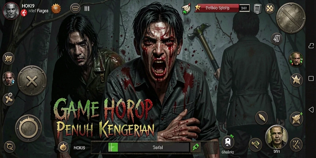 Tampilan gameplay HOKI9 yang menegangkan dan atmosfer menyeramkan.