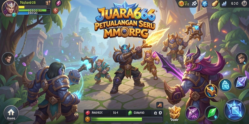Screenshot utama JUARA666 menampilkan aksi pertempuran seru dalam dunia MMORPG.