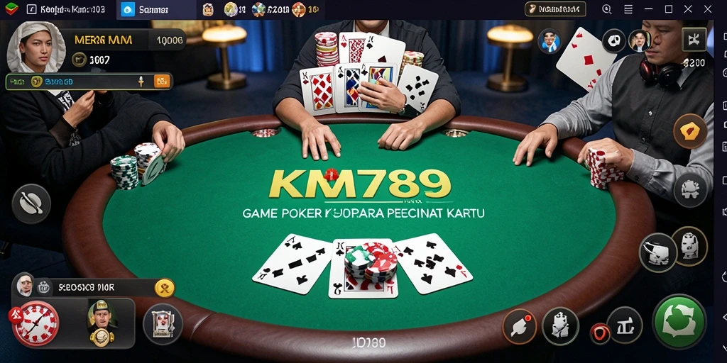 Screenshot gameplay KM789 menampilkan aksi seru saat bermain Poker.