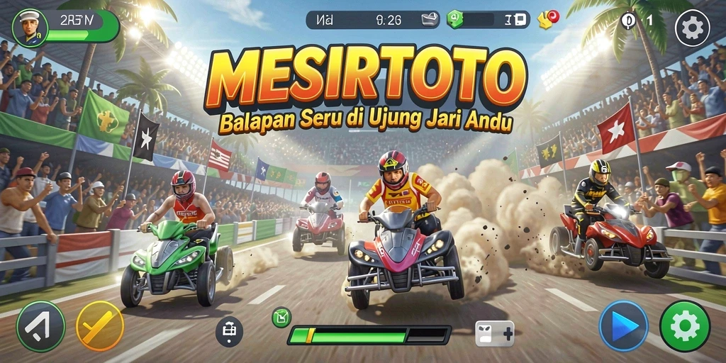 Screenshot gameplay MESIRTOTO yang menampilkan aksi balapan mendebarkan.