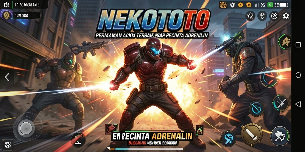 Tangkapan layar gameplay NEKOTOTO dengan aksi mendebarkan dari pertempuran.
