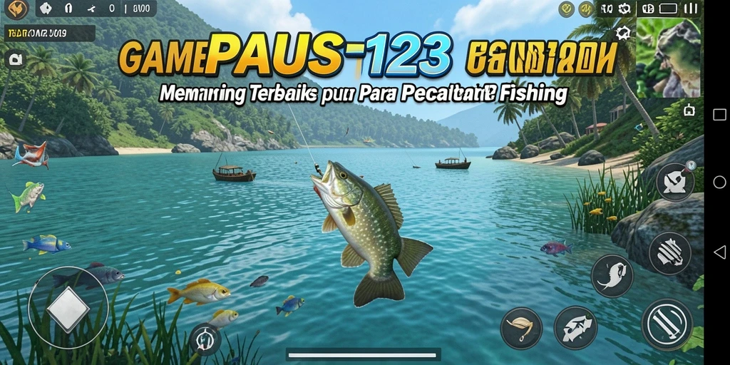 Tampilan utama gameplay PAUS123 dengan aktivitas memancing yang seru.