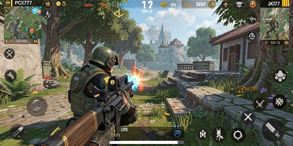 Tangkapan layar menunjukkan pertarungan seru dalam gameplay PCX777.