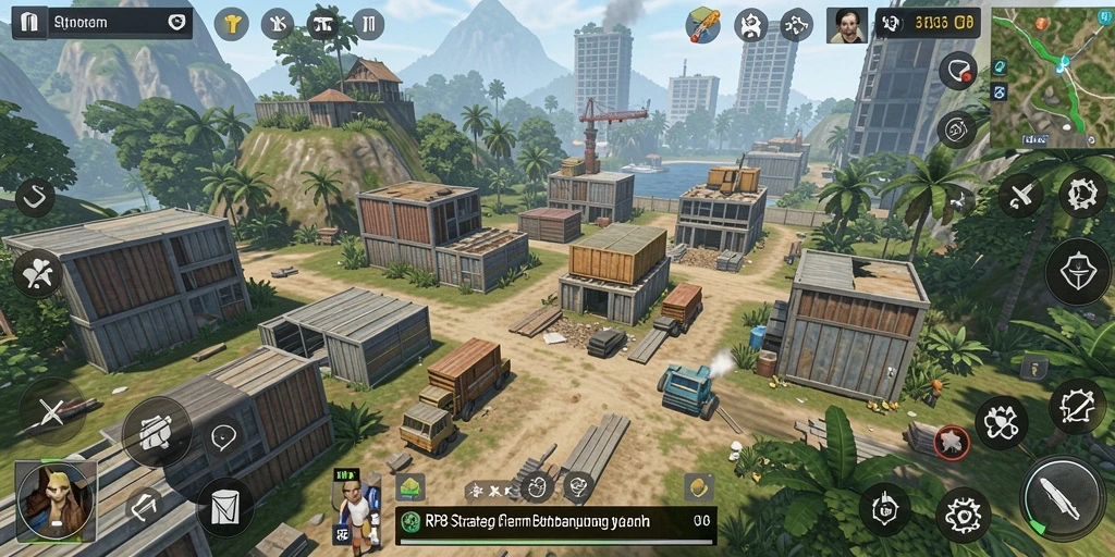 Tampilan gameplay RP8 dengan kota yang sedang dibangun.