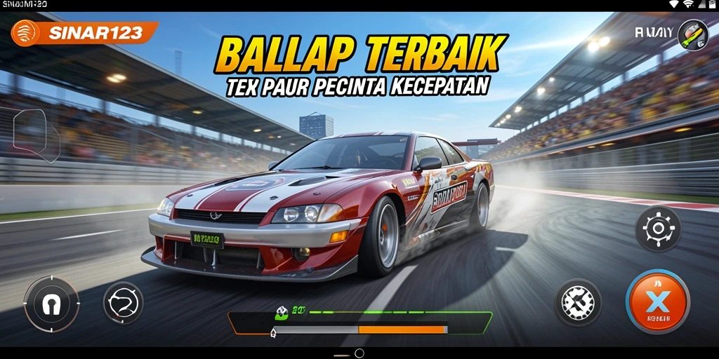 Gameplay Racing mendebarkan di SINAR123 dengan mobil cepat dan trek menarik.