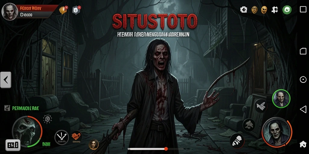 Tangkapan layar gameplay <strong>SITUSTOTO</strong> menampilkan suasana horor yang mencekam.
