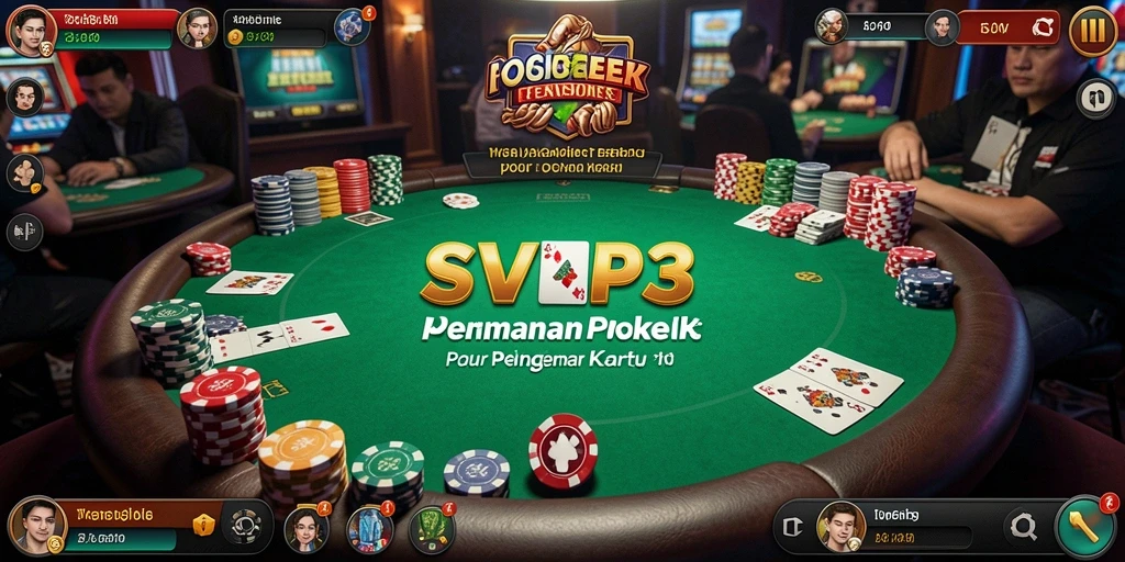 Tampilan utama gameplay Poker di SVIP3 dengan kartu dan meja.