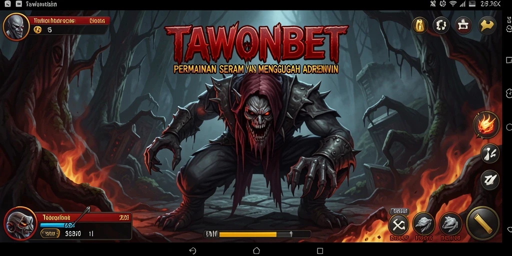 Screenshot utama TAWONBET memperlihatkan suasana mencekam saat gameplay.