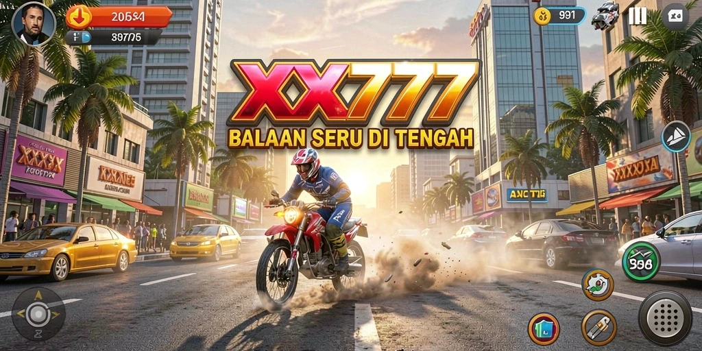 Tampilan gameplay balapan yang mendebarkan di XXX777.